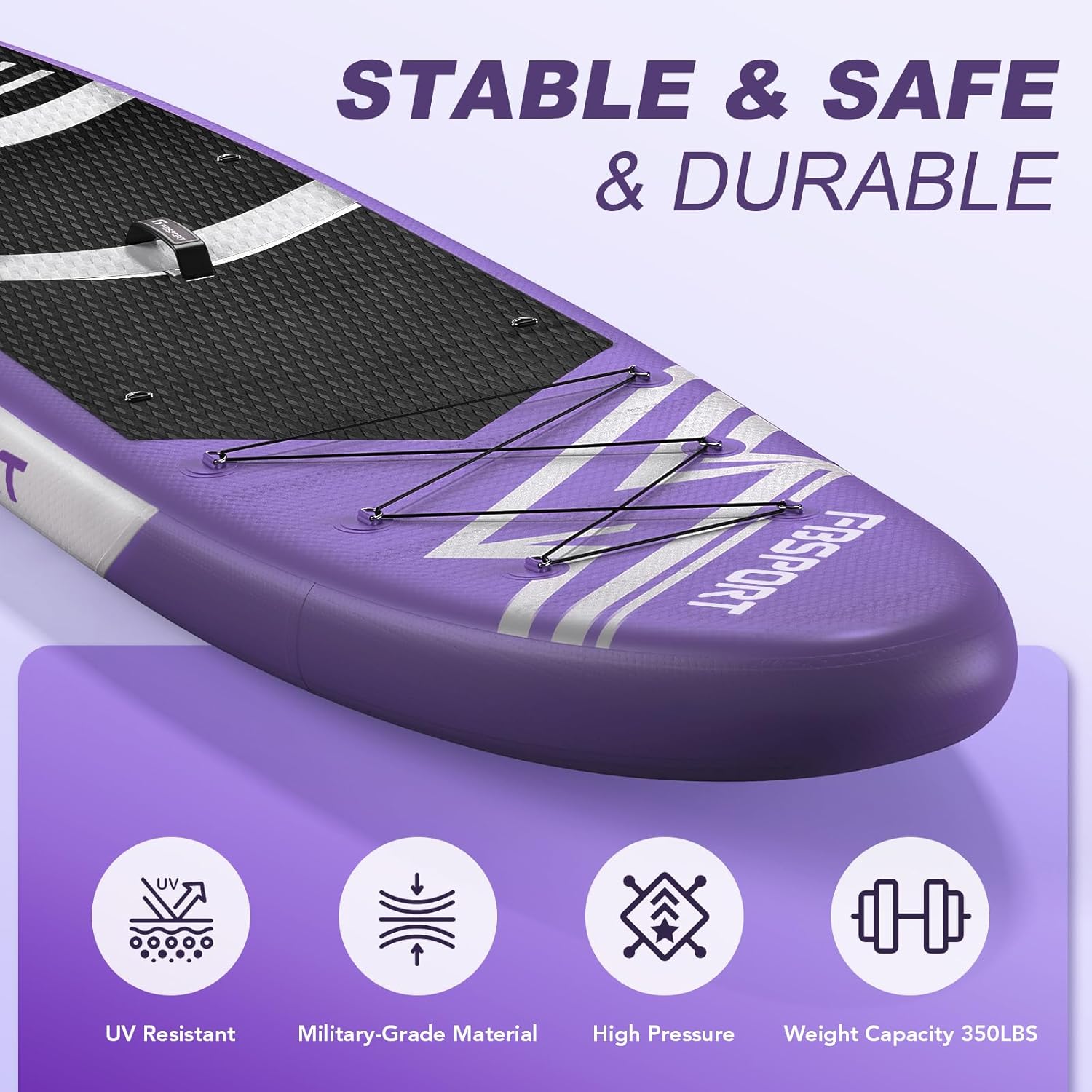 PURPLE FBSPORT 11' Premium Stand Up Paddle Board, Yoga Board with Durable SUP Accessories & Carry Bag | Wide Stance, Surf Control, Non-Slip Deck, Leash, Paddle and Pump for Youth & Adult